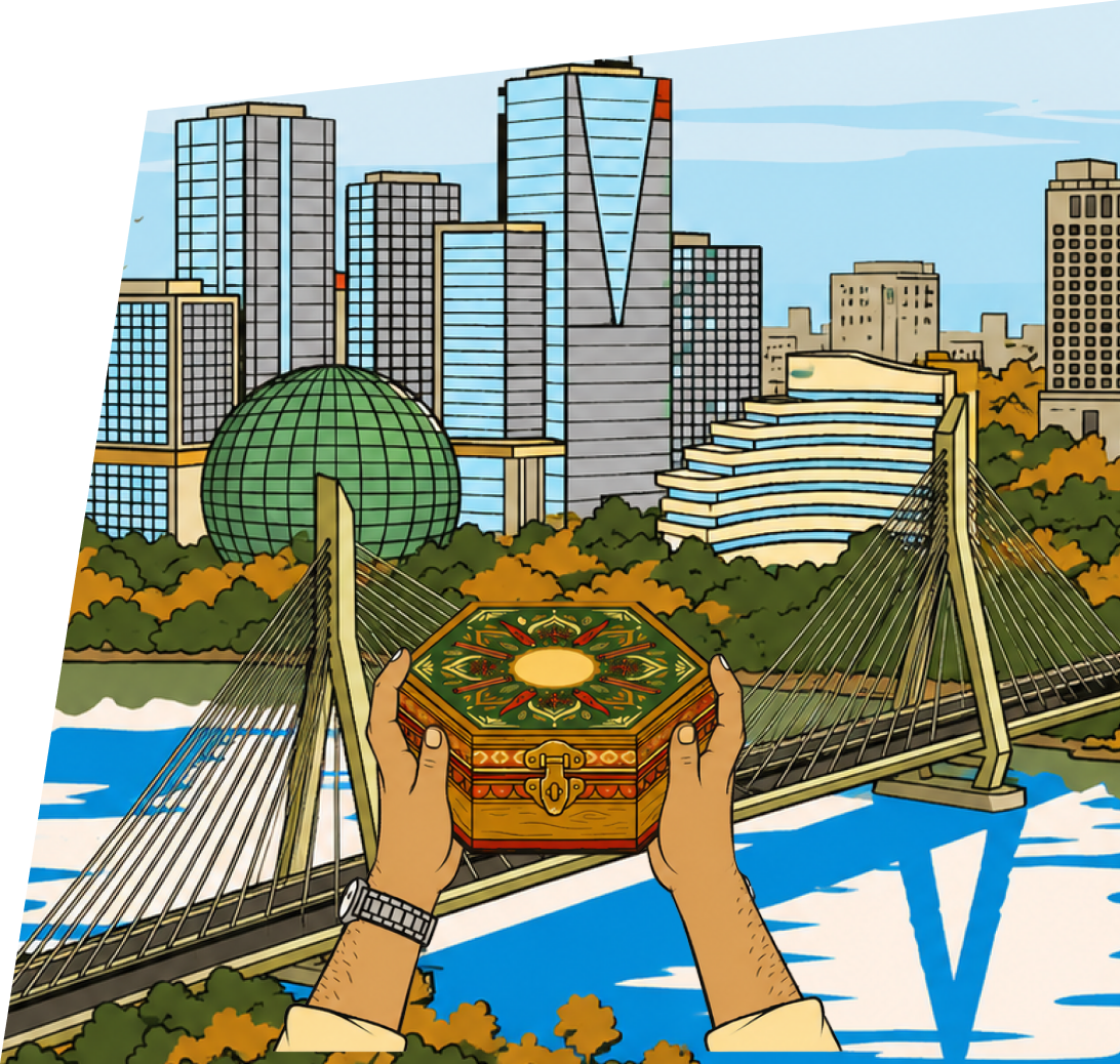 Holding the spice box up against the changing Hyderabad skyline